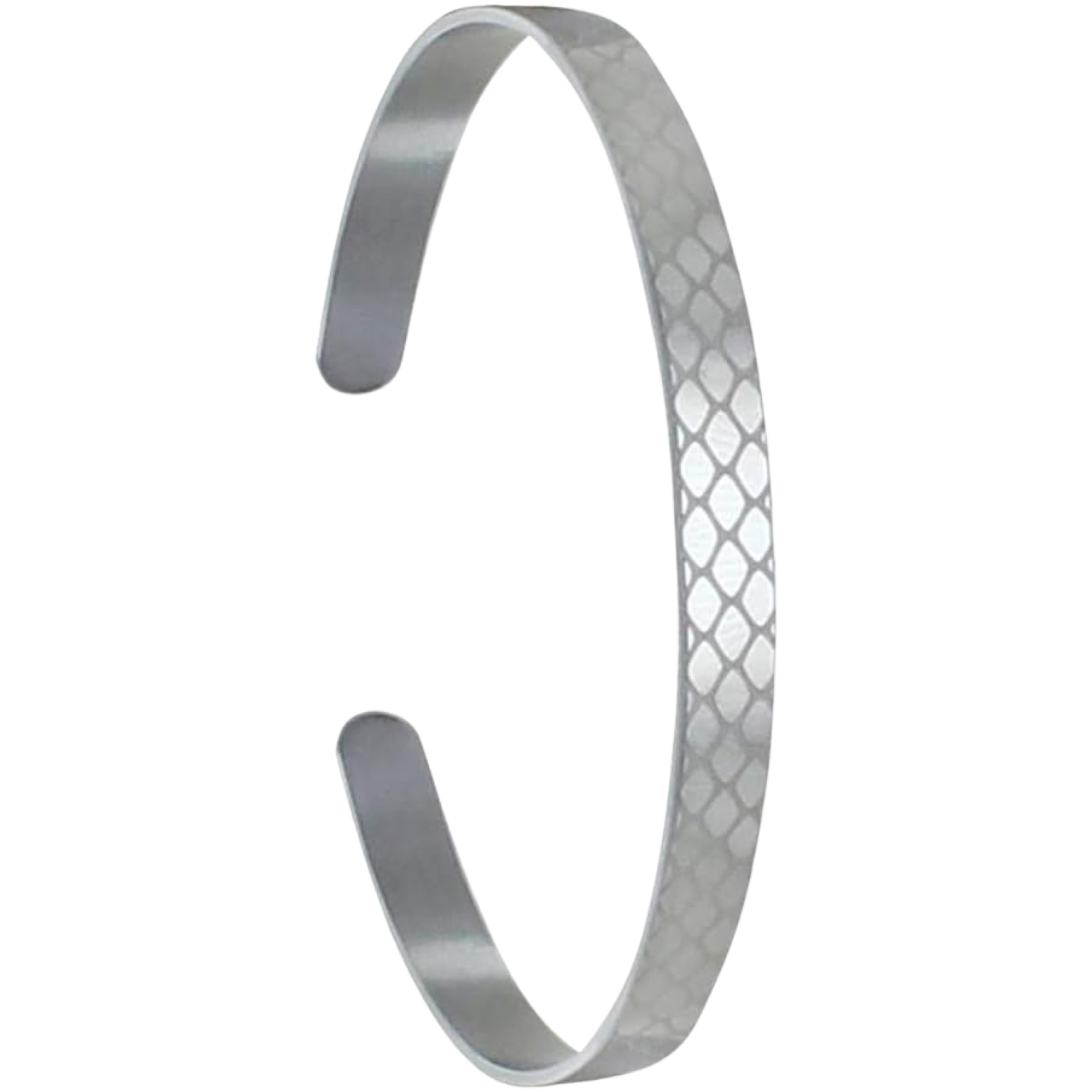 Bracelet Acier Demi Jonc Plat et Ecailles Bracelet Acier Demi Jonc Plat et Ecailles