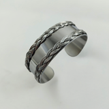 JONC ACIER  inoxydable  2 BANDES TRESSEES JONC ACIER  inoxydable  2 BANDES TRESSEES