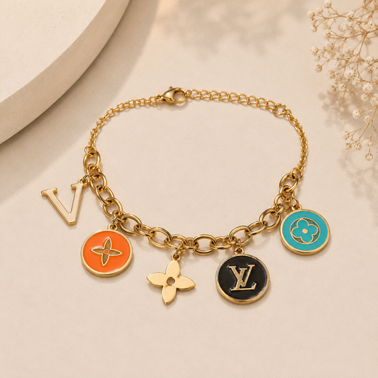 Gourmette Charm Luxe en Acier Inoxydable Doré