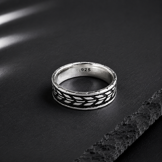 Bague Homme Argent 925 Motif Tressé Vintage
