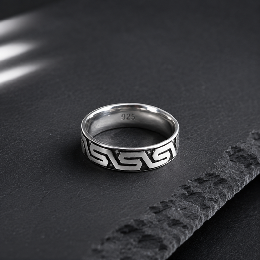 Bague Homme Argent 925 Motif Géométrique Moderne