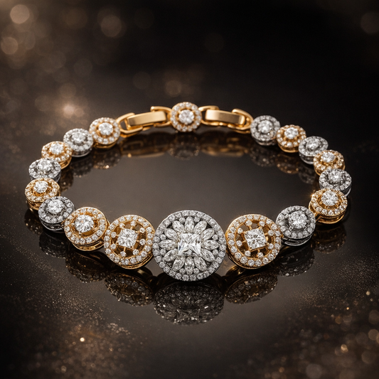 Gourmette Luxe Éclat Royal – Plaqué Or & Zirconiums Brillants