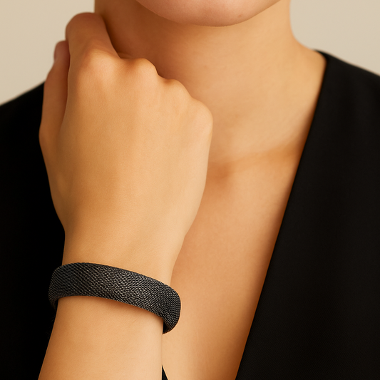 Bracelet Manchette en Ruthénium – Largeur 18 mm – Acier Inoxydable