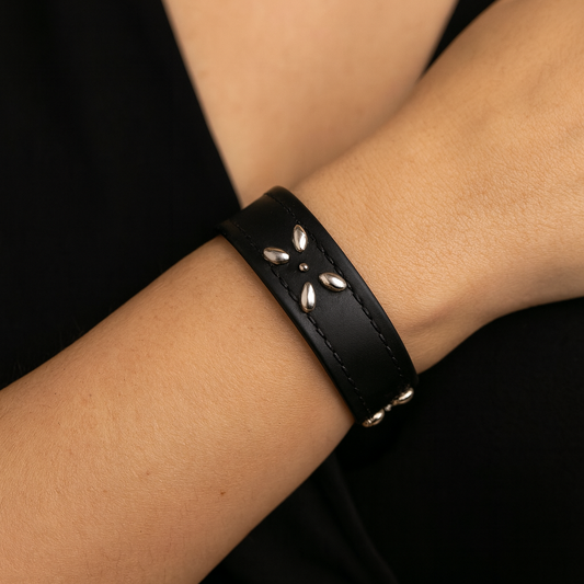 Bracelet rigide en acier Inoxydable et cuir