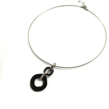 Collier Design Cercle Noir & Acier Inoxydable Collier Design Cercle Noir & Acier Inoxydable