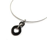 Collier Design Cercle Noir & Acier Inoxydable Collier Design Cercle Noir & Acier Inoxydable