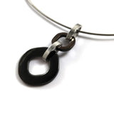 Collier Design Cercle Noir & Acier Inoxydable Collier Design Cercle Noir & Acier Inoxydable