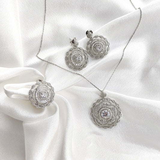 Parure élégante en argent et zircon