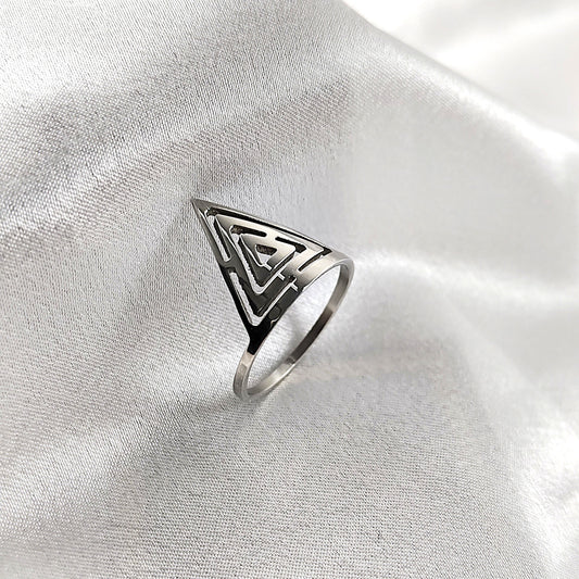 Bague en Acier Inoxydable – Design Triangle Ajourné