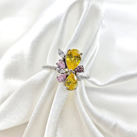 Bague en Argent – Éclat Floral Multicolore