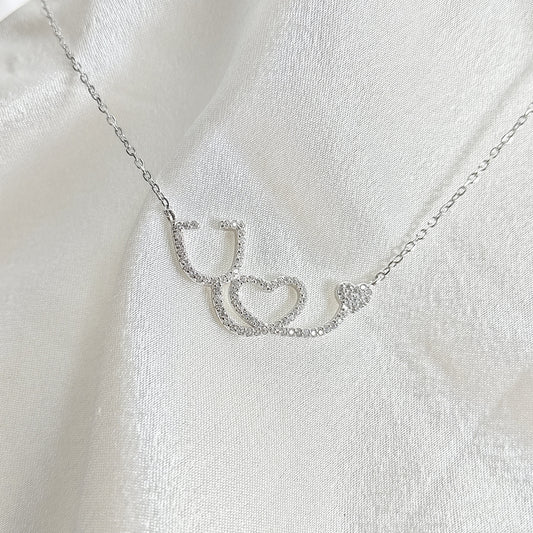 Collier “Stéthoscope & Cœur de Vie” en Argent