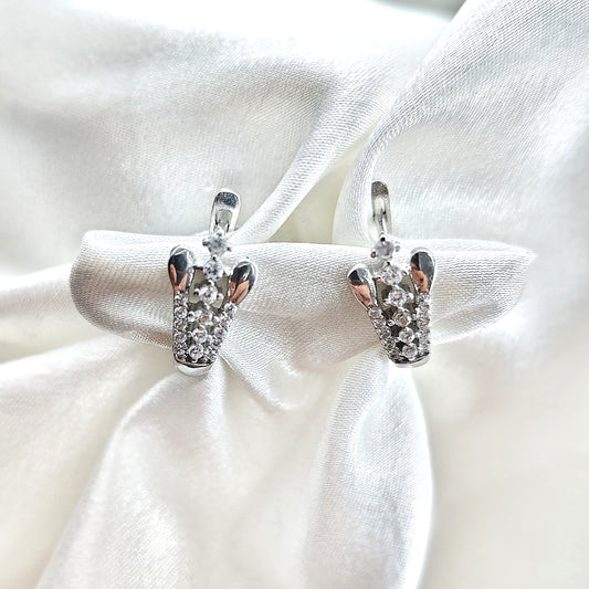 Boucles d’Oreilles “Éclat Couronne” en Argent