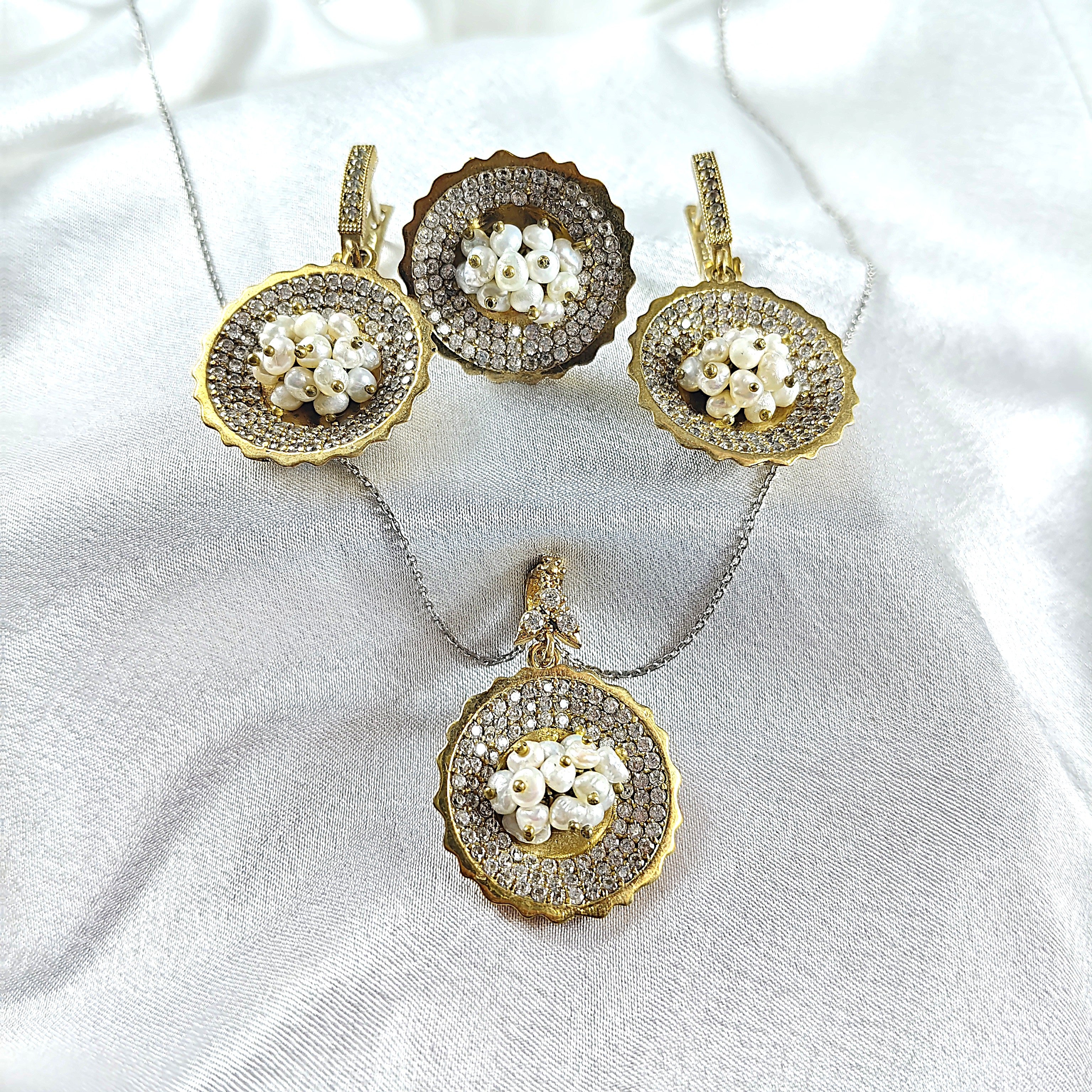 Parure “Éclat Perlé” en Argent & Bronze Parure “Éclat Perlé” en Argent & Bronze