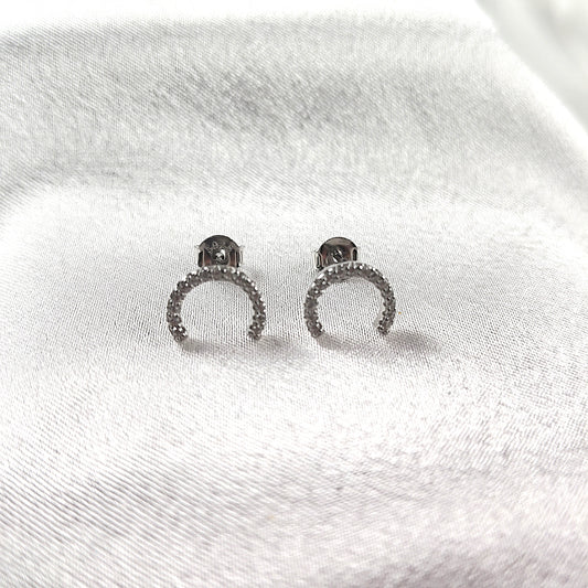 Boucles d’Oreilles “Croissant Scintillant” en Argent