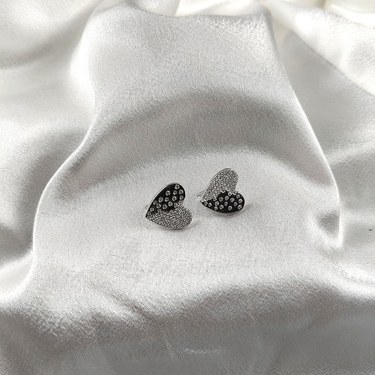 Boucles d’Oreilles “Cœur Scintillant” en Argent