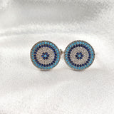 Boucles d’Oreilles “Œil Protecteur” en Argent et Zircons Bleus Boucles d’Oreilles “Œil Protecteur” en Argent et Zircons Bleus