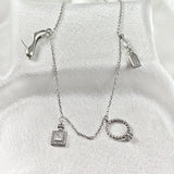 Chaîne en Argent avec Pendentifs Mode Glamour Chaîne en Argent avec Pendentifs Mode Glamour