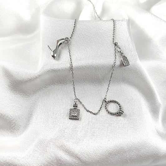 Chaîne en Argent avec Pendentifs Mode Glamour