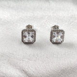Boucles d’Oreilles Carrées Halo en Argent 925 Boucles d’Oreilles Carrées Halo en Argent 925