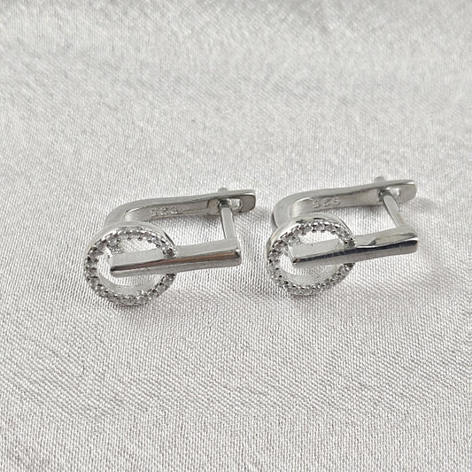 Boucles d’Oreilles Cercle & Barre en Argent 925
