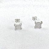 Boucles d’Oreilles Carrées Pavées en Argent 925 Boucles d’Oreilles Carrées Pavées en Argent 925