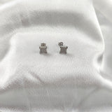 Boucles d’Oreilles Carrées Pavées en Argent 925 Boucles d’Oreilles Carrées Pavées en Argent 925