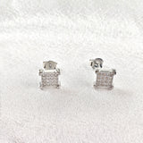 Boucles d’Oreilles Carrées Pavées en Argent 925 Boucles d’Oreilles Carrées Pavées en Argent 925