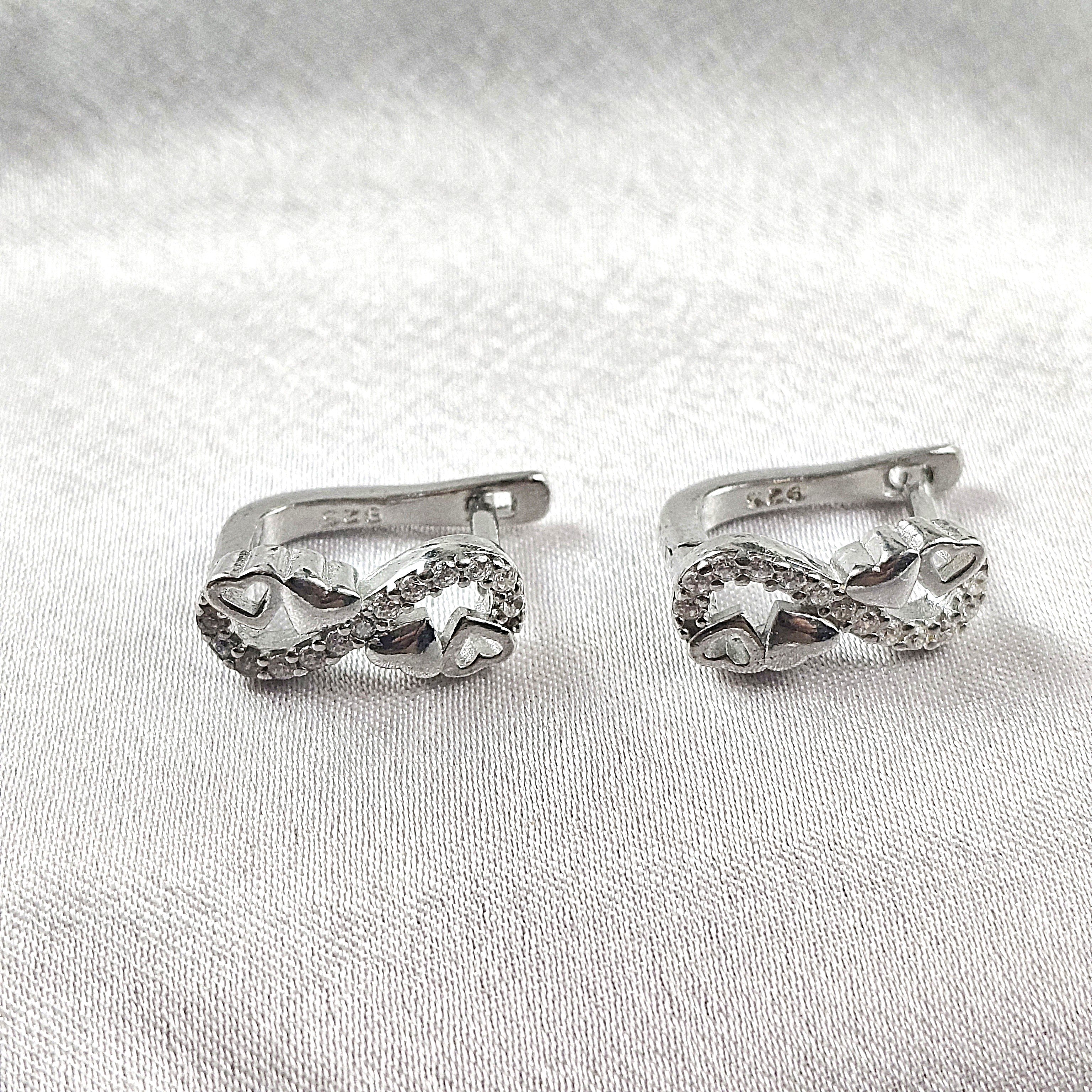 Boucles d’Oreilles Infini & Cœurs en Argent 925 Boucles d’Oreilles Infini & Cœurs en Argent 925