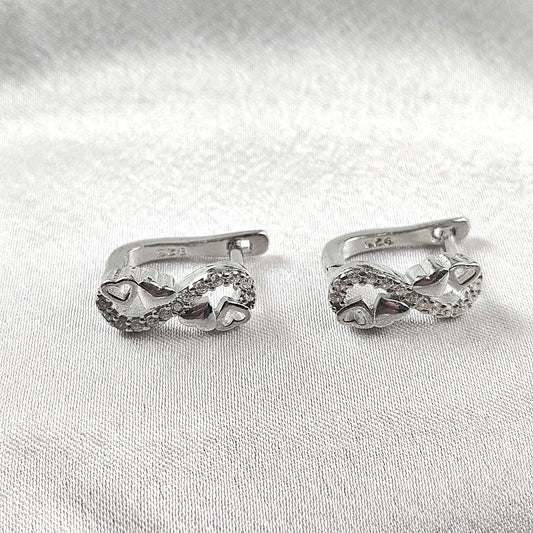 Boucles d’Oreilles Infini & Cœurs en Argent 925