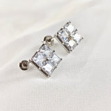Boucles d’Oreilles Carré Élégant en Argent 925 – Zircons Princes Boucles d’Oreilles Carré Élégant en Argent 925 – Zircons Princes