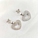 Boucles d’Oreilles Cœur Scintillant en Argent 925 Boucles d’Oreilles Cœur Scintillant en Argent 925