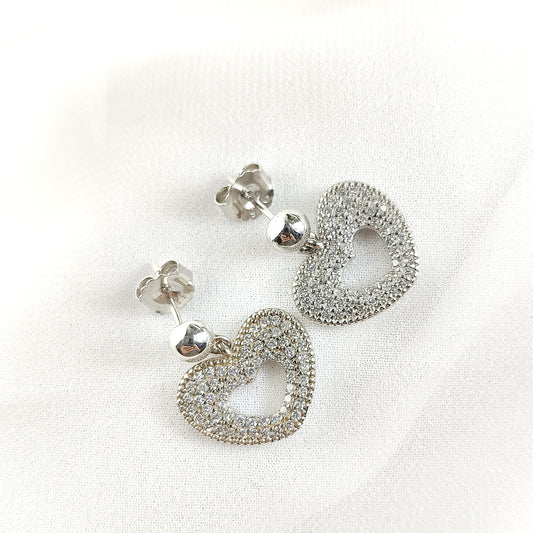 Boucles d’Oreilles Cœur Scintillant en Argent 925