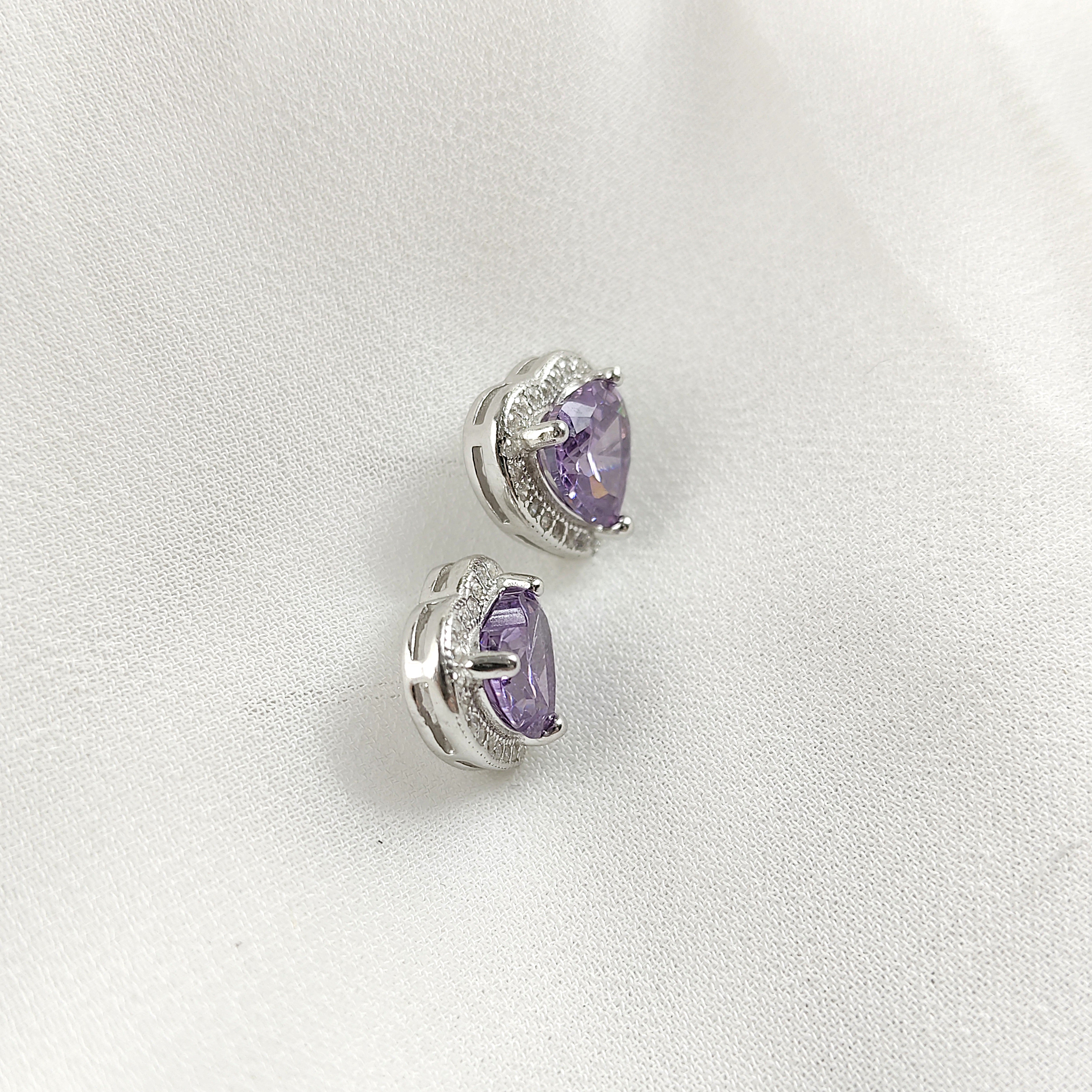 Boucles d’Oreilles Duo Cœur en Argent 925 – Rose & Violet Étincelant Boucles d’Oreilles Duo Cœur en Argent 925 – Rose & Violet Étincelant