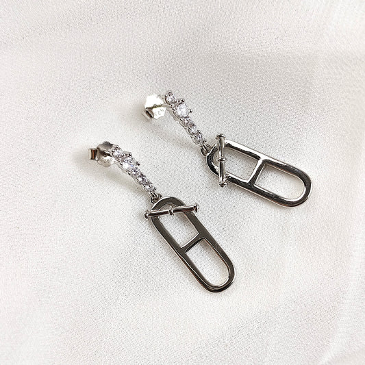 Boucles d’Oreilles Design Moderne en Argent 925 – Chaîne & Maillon