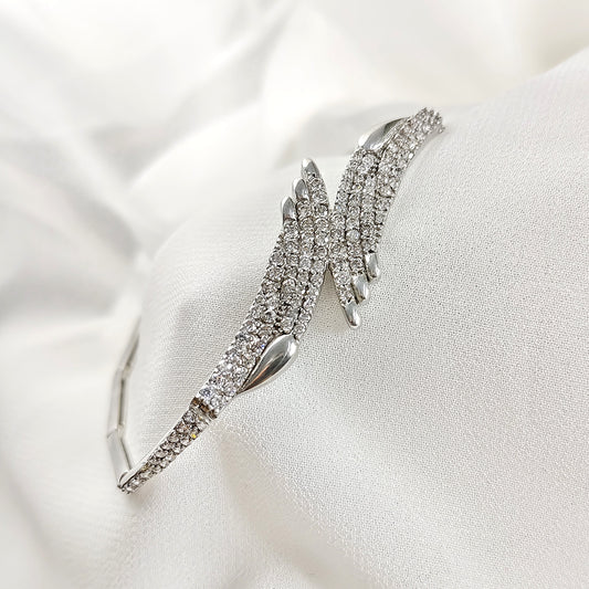Bracelet Ailes Étincelantes en Argent 925 – Zircons Pavés