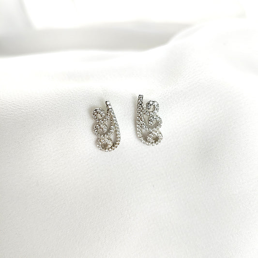 Boucles d’Oreilles Arabesque en Argent 925 – Élégance Cristalline