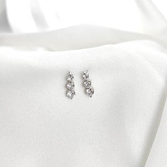 Boucles d’Oreilles Gouttes de Lumière en Argent 925 – Triple Éclat