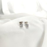 Puces Carrées Élégantes en Argent 925 avec Zircon Taille Princesse Puces Carrées Élégantes en Argent 925 avec Zircon Taille Princesse
