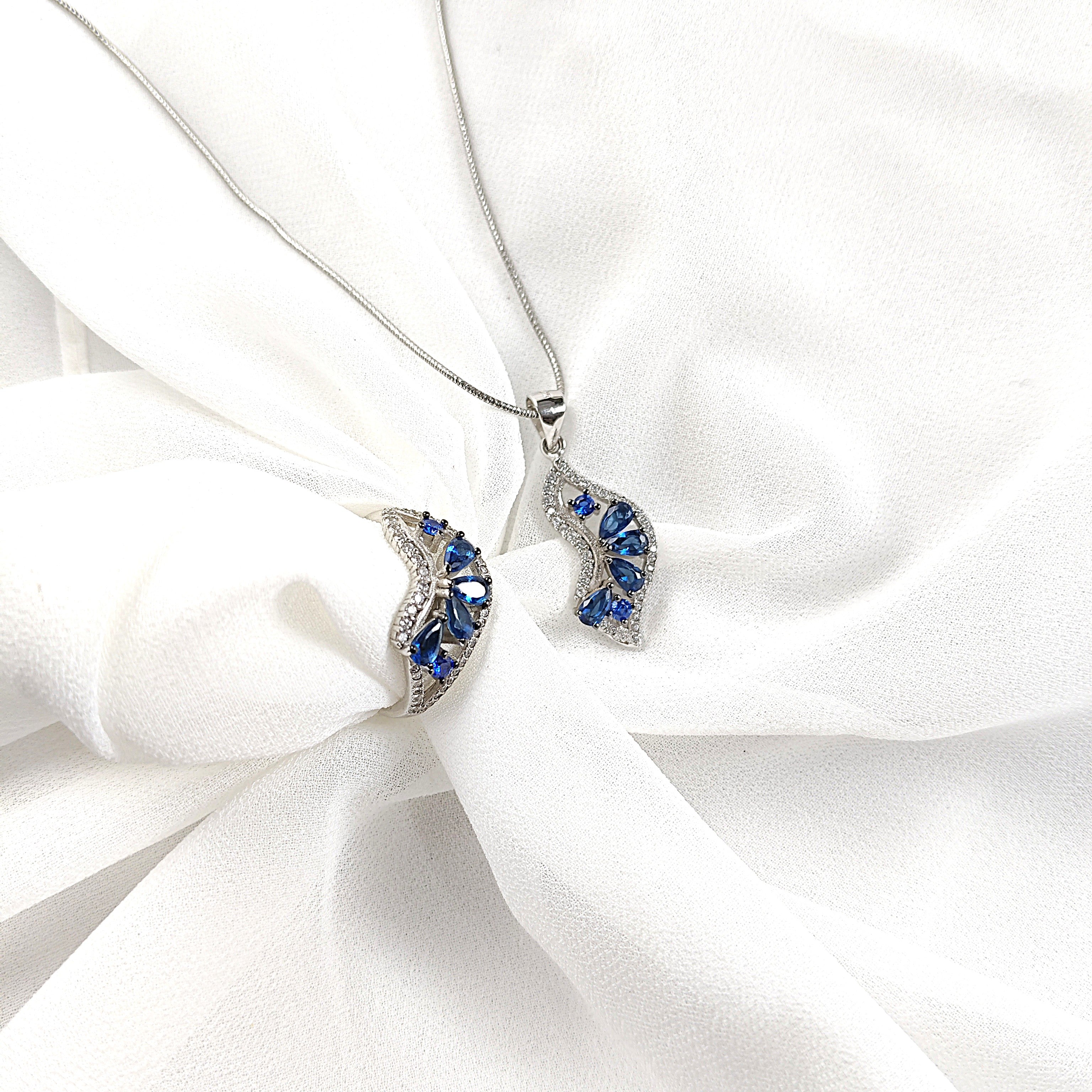 Parure Élégance Océan –  en Argent 925 avec Pierres Bleues Parure Élégance Océan –  en Argent 925 avec Pierres Bleues