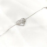 Gourmette en Argent 925 avec Double Cœur Entrelacé Gourmette en Argent 925 avec Double Cœur Entrelacé