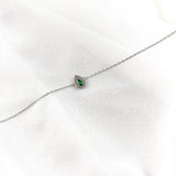 Gourmette en Argent 925 avec Goutte Émeraude Gourmette en Argent 925 avec Goutte Émeraude