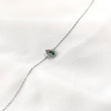 Gourmette en Argent 925 avec Goutte Émeraude Gourmette en Argent 925 avec Goutte Émeraude