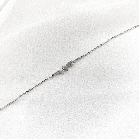 Gourmette en Argent 925 Motif Éclair Pavé de Zircons