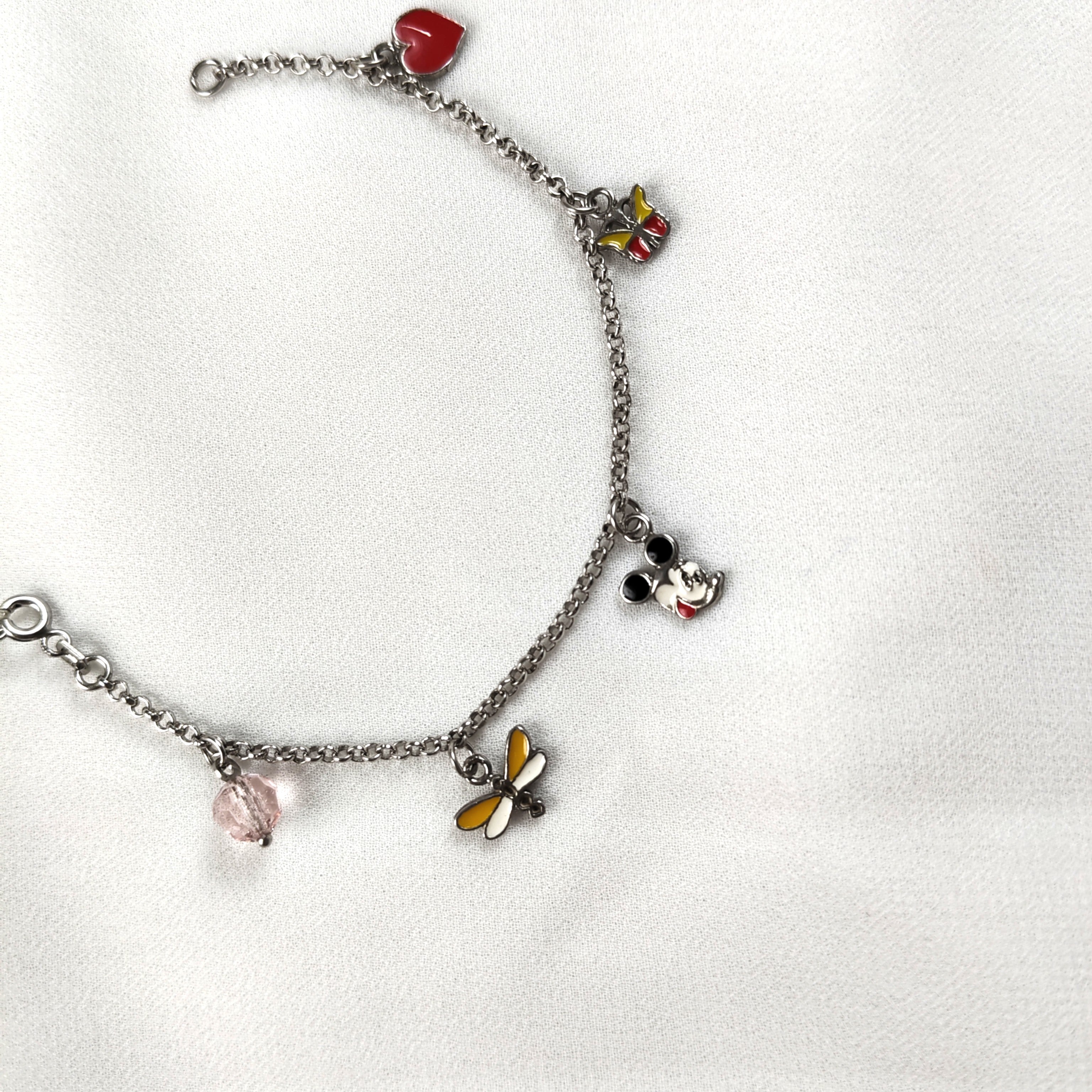 Gourmette en Argent 925 avec Breloques Ludiques Émaillées 🌸🦋✨ Gourmette en Argent 925 avec Breloques Ludiques Émaillées 🌸🦋✨