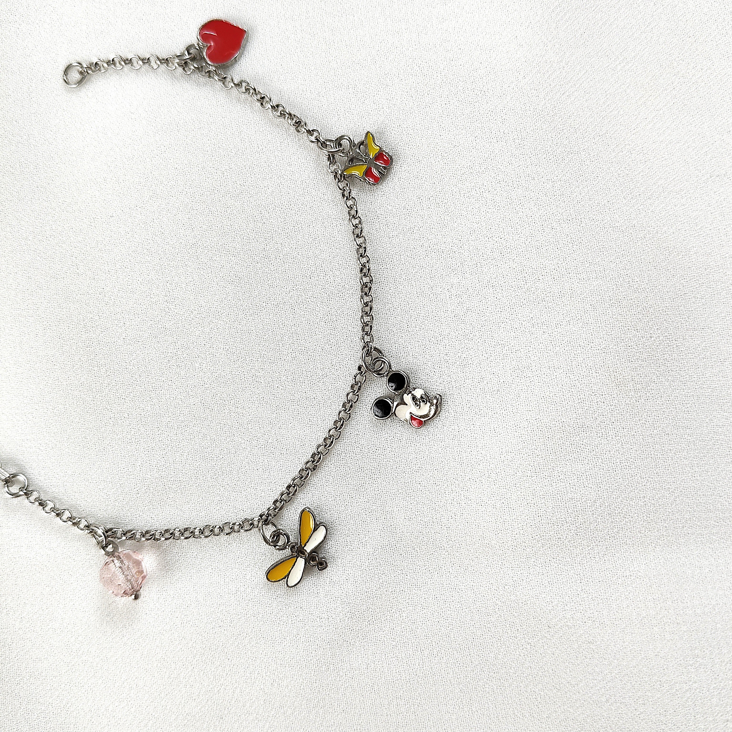 Gourmette en Argent 925 avec Breloques Ludiques Émaillées 🌸🦋✨ Gourmette en Argent 925 avec Breloques Ludiques Émaillées 🌸🦋✨