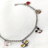 Gourmette en Argent 925 avec Breloques Ludiques Émaillées 🌸🦋✨ Gourmette en Argent 925 avec Breloques Ludiques Émaillées 🌸🦋✨