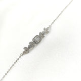 Gourmette en Argent 925 Motif Floral et Zircons Gourmette en Argent 925 Motif Floral et Zircons