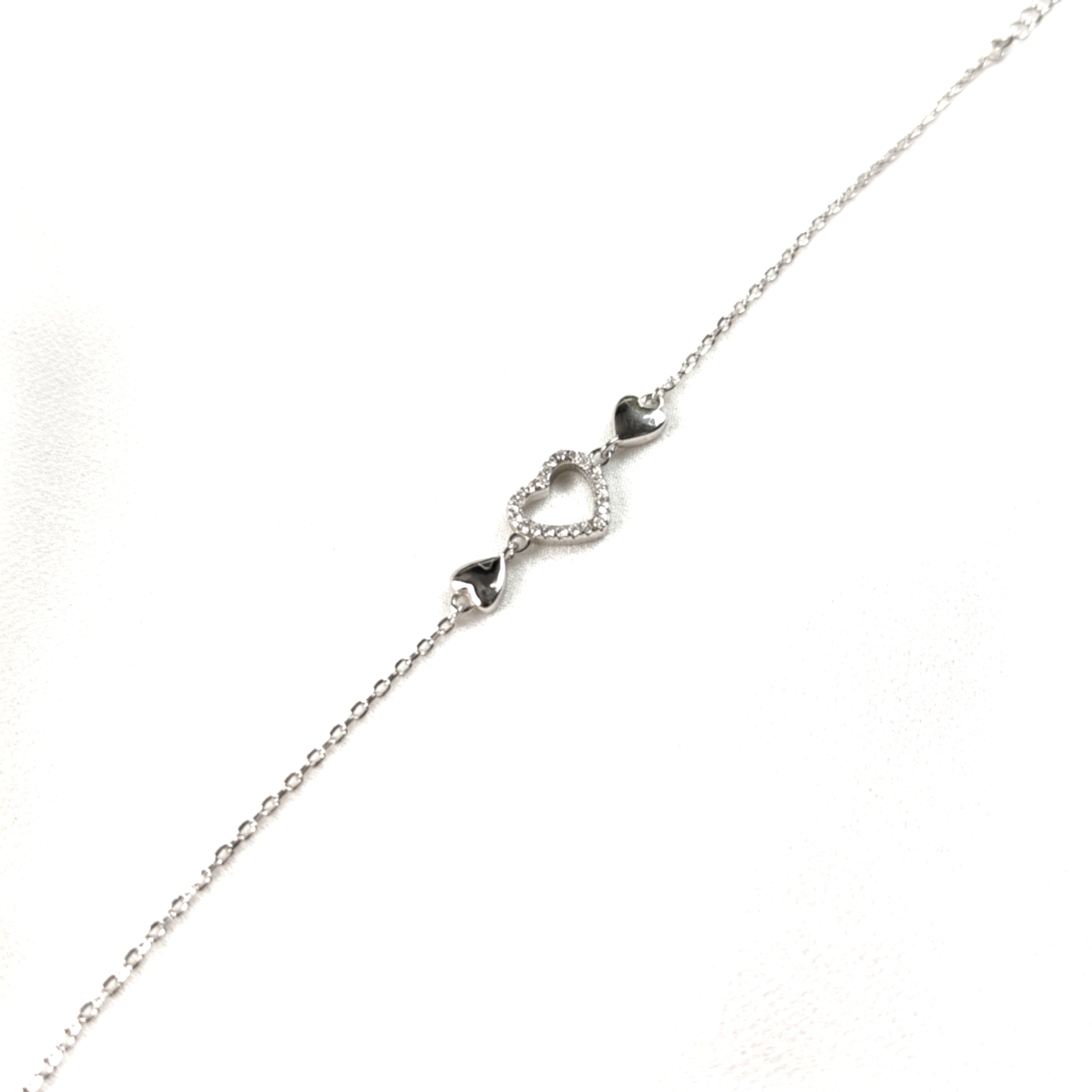 Gourmette en Argent 925 Cœur Cristallisé Élégant Gourmette en Argent 925 Cœur Cristallisé Élégant