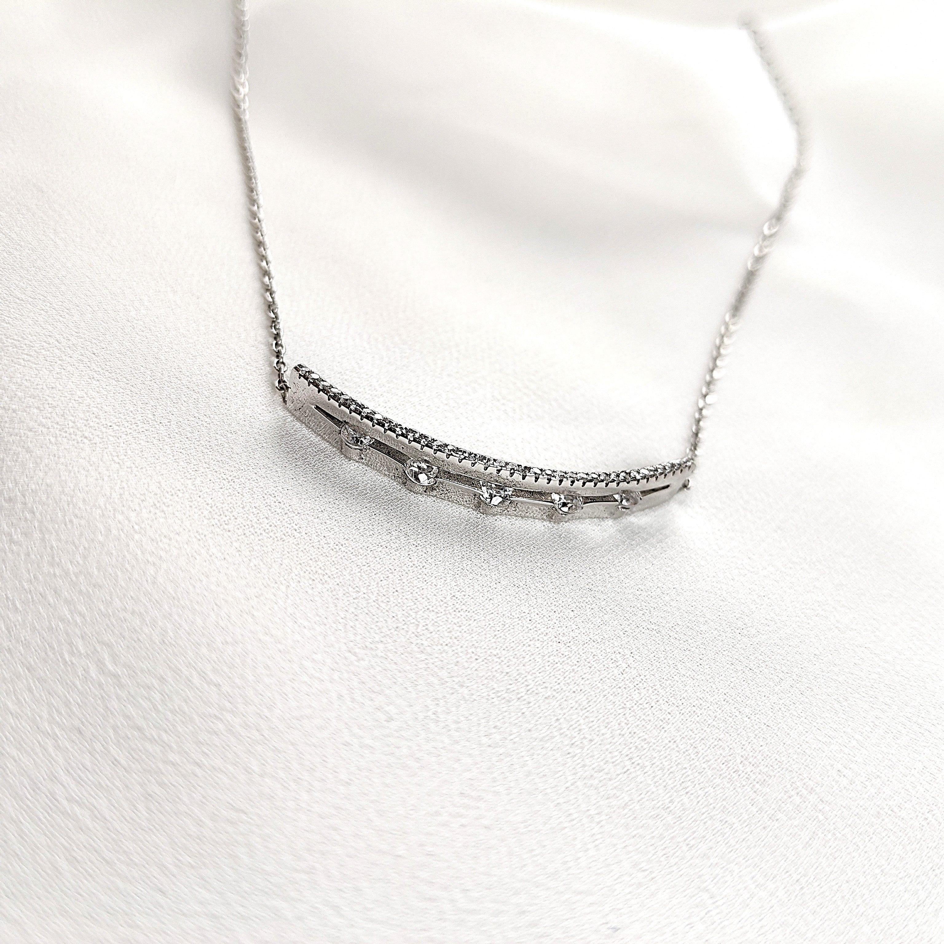 Chaîne en Argent 925 avec Barre Incrustée de Zircons Chaîne en Argent 925 avec Barre Incrustée de Zircons