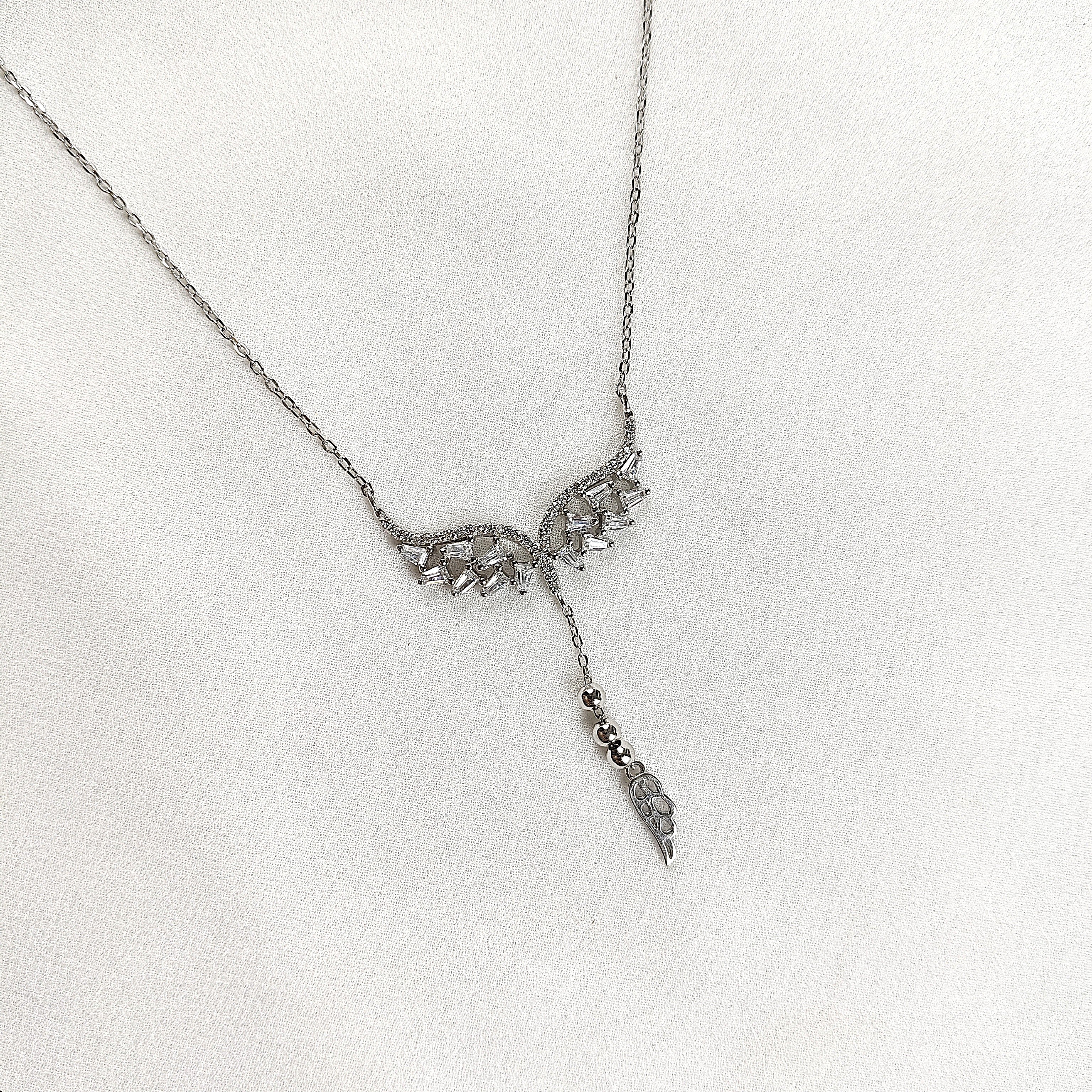 Chaîne en Argent 925 Ailes d’Ange Cristallisées Chaîne en Argent 925 Ailes d’Ange Cristallisées
